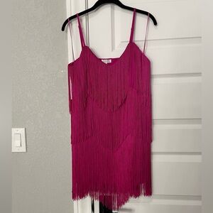 TCEC Vibrant Pink Fringe Dress